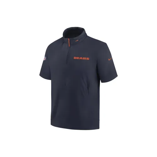 Nike Chicago Bears Sideline Coach Men's Nike Nfl 1/2 Zip Short Sleeve Hooded Jacket