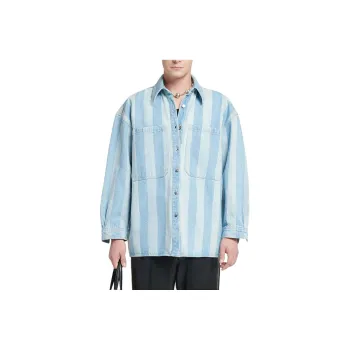 NANUSHKA Beaux Striped Oversized Denim Shirt