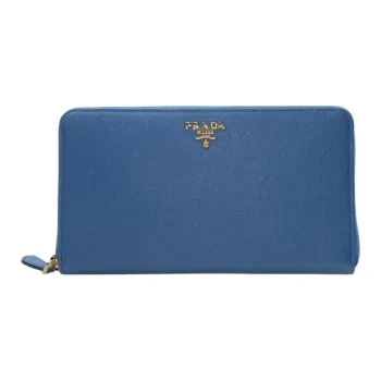PRADA Cow Leather Clutches Wallets Large Size Women's Marine Blue