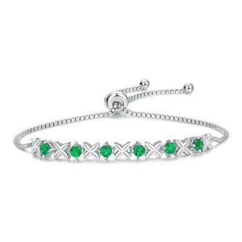 Syrup S925 Set Cultured Emerald Bracelets Women's