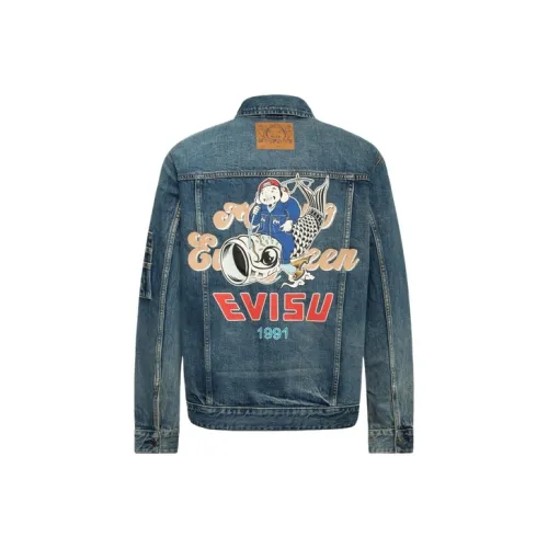 EVISU Denim Jackets Men Denim Blue