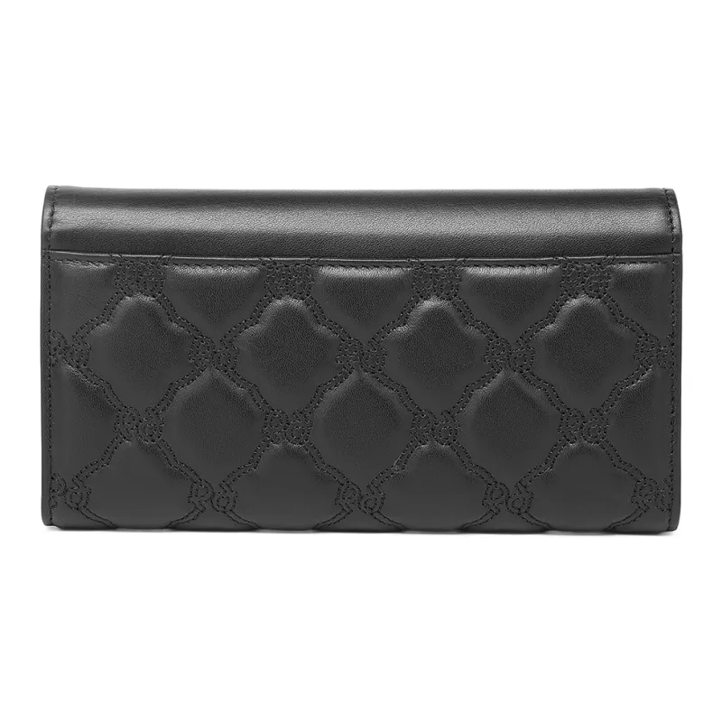 PIERRE CARDIN Top Grain Cow Leather Wallet Women's Black/Khaki/Beige-2