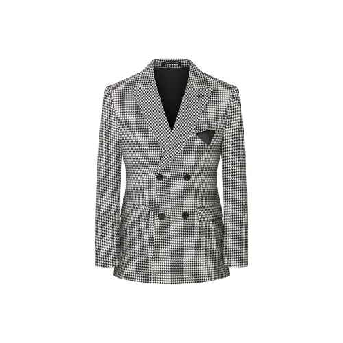 JOHNHOLLIS Business Suit Men's Black White Plaid
