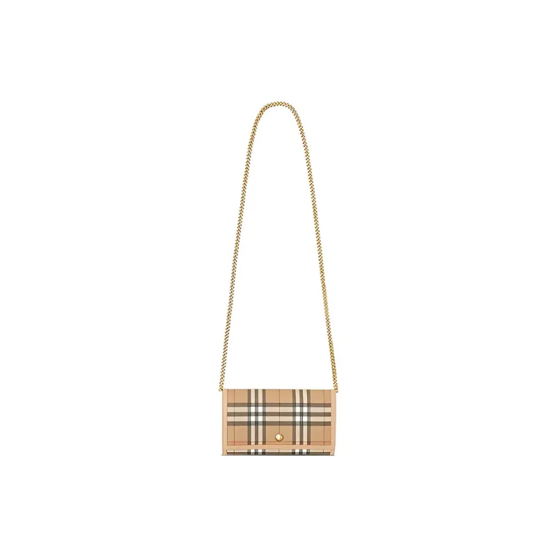Burberry Vintage Eco Friendly Canvas Cell Phone Pouch, Coin Purse, Shoulder Bag, Crossbody Bag Women's Beige-3