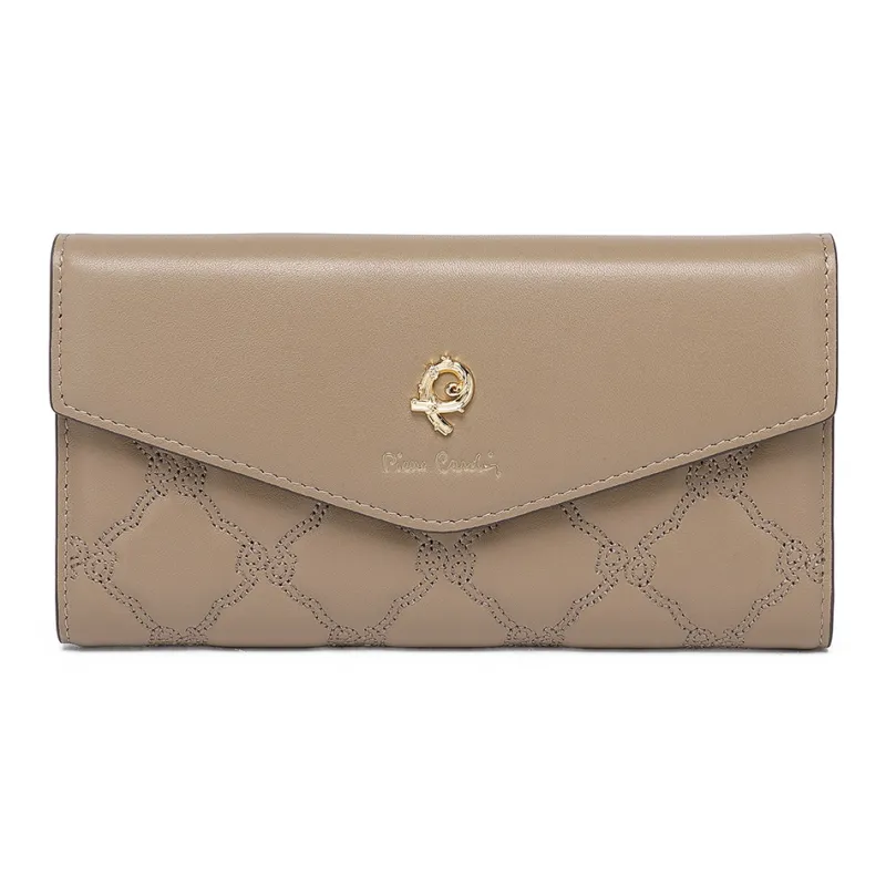 PIERRE CARDIN Top Grain Cow Leather Wallet Women's Black/Khaki/Beige-6