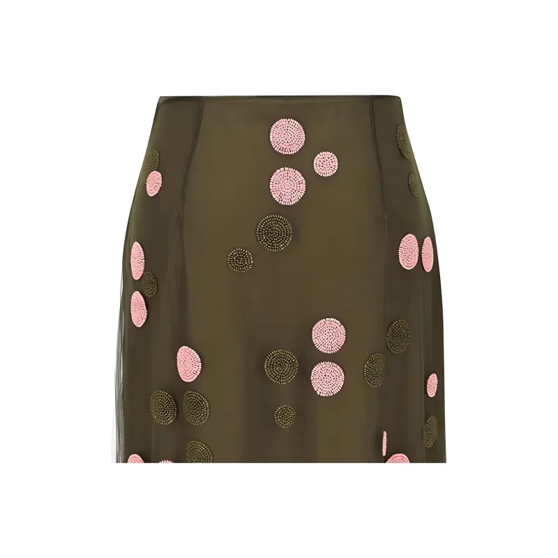 FENDI Polka Dot Embellished Tulle Midi Skirt-4