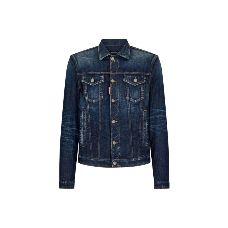DSQUARED 2 Whiskering-Effect Distressed Denim Jacket-0