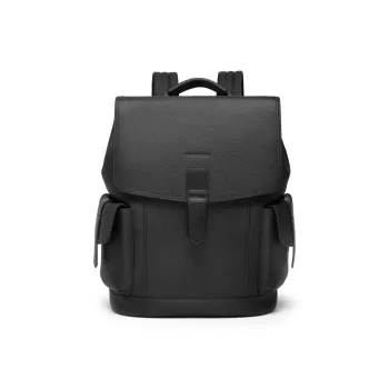 CROSSGEAR Top Grain Cow Leather Backpack Unisex Black