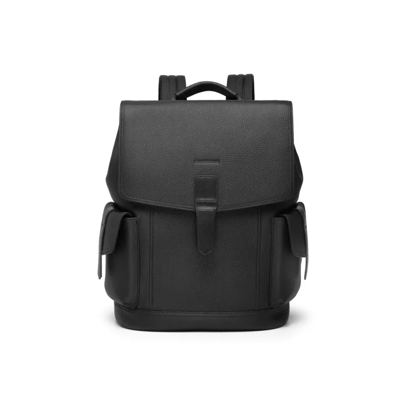 CROSSGEAR Top Grain Cow Leather Backpack Unisex Black-0