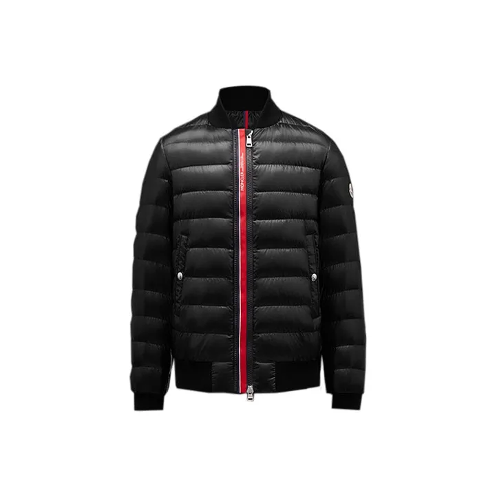 Moncler FW22 Solid Color Stand Collar Loose Fit Down Jacket Men's Black-0