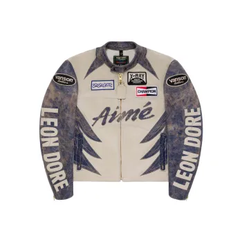 AIME LEON DORE X Vanson Distressed Leather Moto Jacket