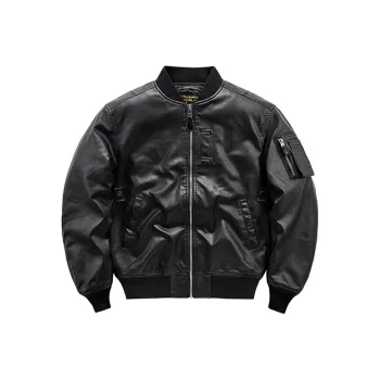 VIP Solid Color Baseball Collar Loose Fit Thickened Puffer Jacket Men's Black