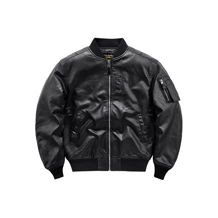 VIP Solid Color Baseball Collar Loose Fit Thickened Puffer Jacket Men's Black-0