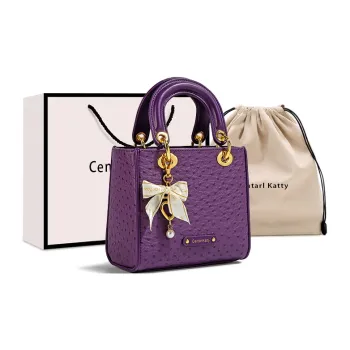 CentarlKatty Polyurethane With Synthetic Leather Handbag Women's Ostrich Pattern Purple