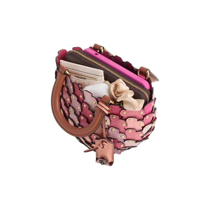 COACH Recycled Material Tote Bag, Shopping Bag, Shoulder Bag, Crossbody Bag, Handbag Medium Size Women's Pink & Fuchsia-3