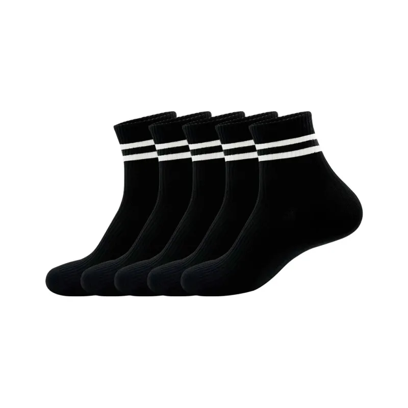 KANTANZHE Mid Calf Socks Unisex Combo Set Black-5