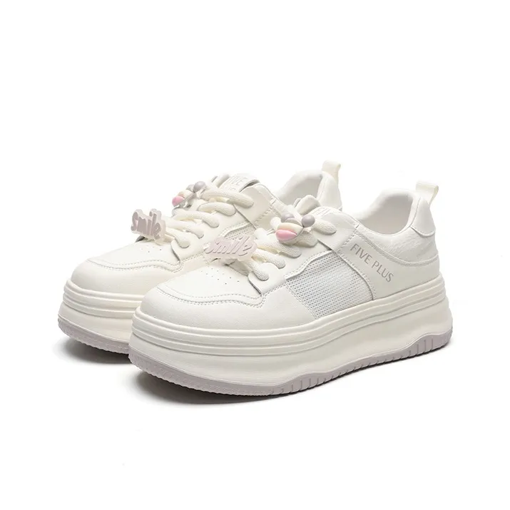 FIVE PLUS Low Top Skateboard Shoes Women's Ecru-2