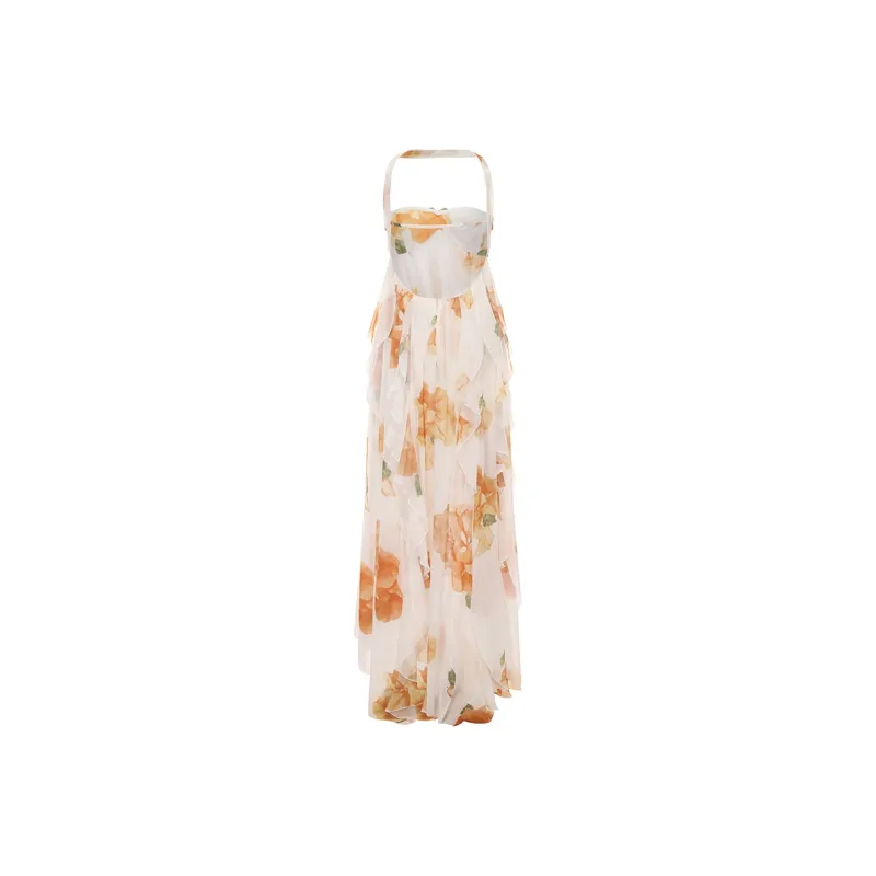 NANA JACQUELINE Sleeveless Dress Women's White Base Yellow Floral-1