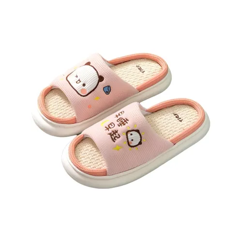 The Quadratic Creator Linen Home Slippers Pink Brown