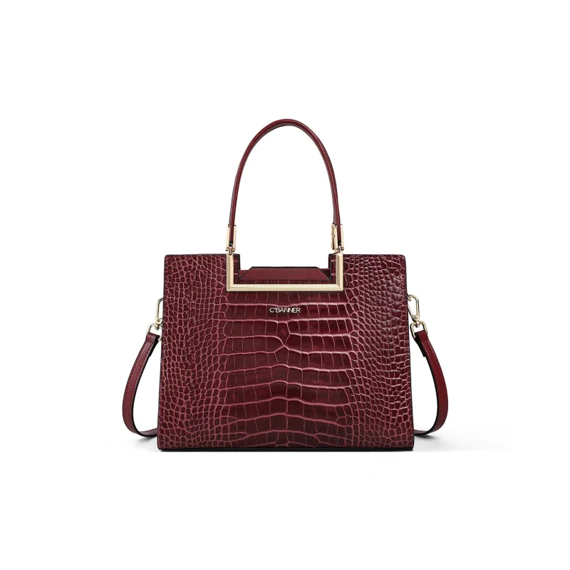C°BANNER Cow Leather Shoulder Bag, Crossbody Bag, Handbag Medium Size Women's Burgundy-1