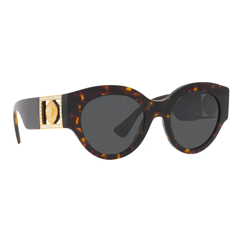 VERSACE Acetate Plastic Irregular Shape Sunglasses Women's Brown-2