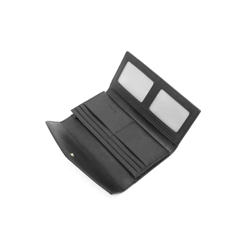 PIERRE CARDIN Top Grain Cow Leather Wallet Women's Black/Khaki/Beige-4