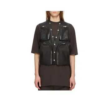 RICK OWENS Leather V neck Gilet