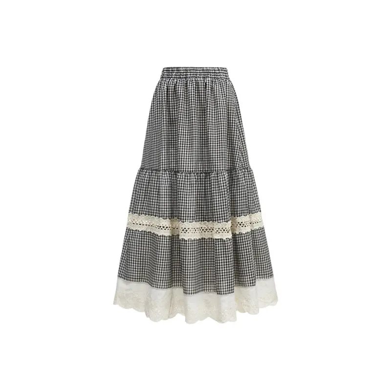 DOKZB Casual Long Skirt Women's Black-1