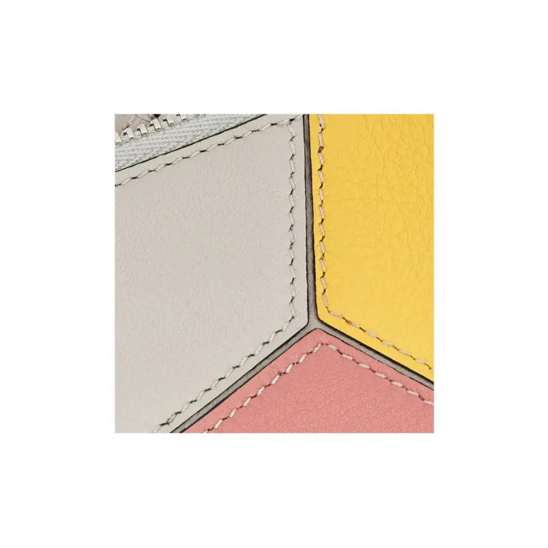 LOEWE Puzzle Cow Leather Wallet, Card Holder Women's Light And Ethereal Gray/Peachy Pink-3