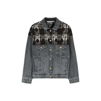 PALM ANGELS Monogram Jacquard Buttoned Denim Jacket