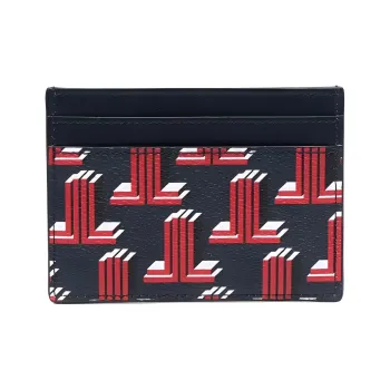 Lanvin Grained Leather Card Holder Wallet Unisex Blue
