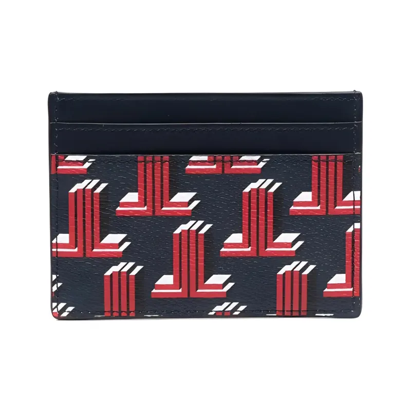 Lanvin Grained Leather Card Holder Wallet Unisex Blue-0