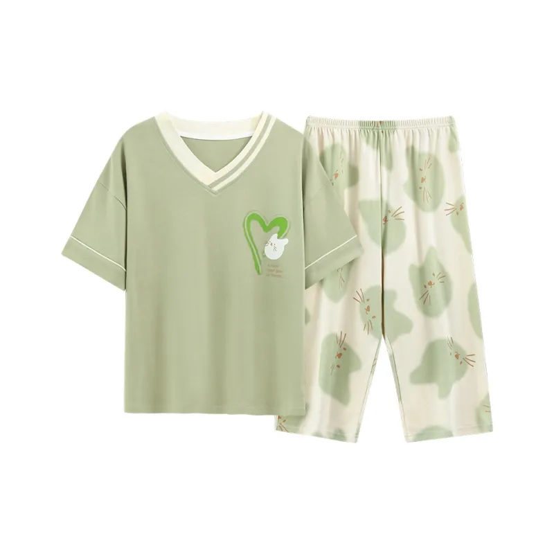 MADALLO Pajama Set Women's Yellow Green-0