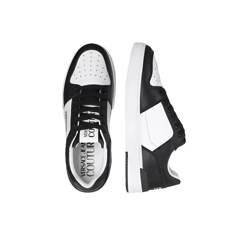 VERSACE JEANS COUTURE Low Top Skateboard Shoes Men's Black White-3