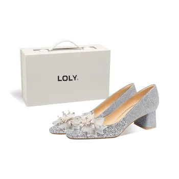 LOLY Chunky Heel High Heels Women's Blue Starlight Rain