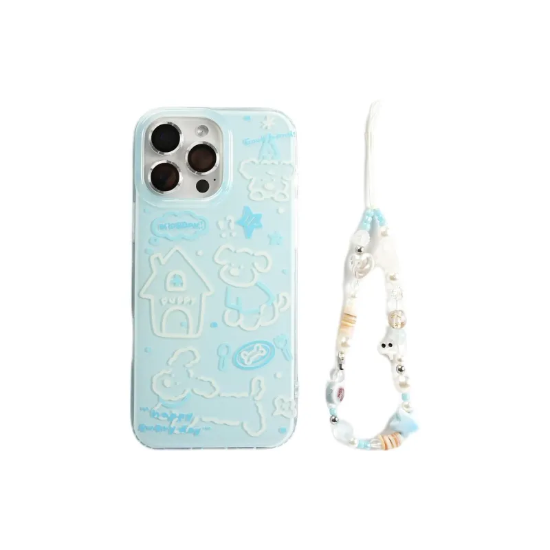 Sopi Acrylic Material Line House Puppy Bracelet Phone Cases Compatible With IPhone 16/15 Pro Max/Apple 13/14 Pro/Max-1