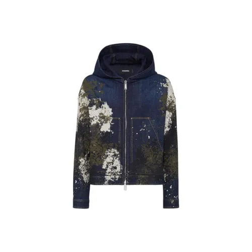 DSQUARED 2 Spray Paint Denim Hooded Jacket