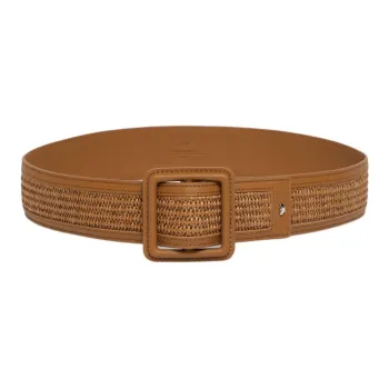 WEEKEND MaxMara Raffia, Cotton Polyamide, Cow Leather Belt Unisex Brown 5CM
