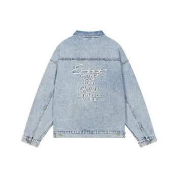 KOUEMGI Denim Jackets Unisex Denim Blue