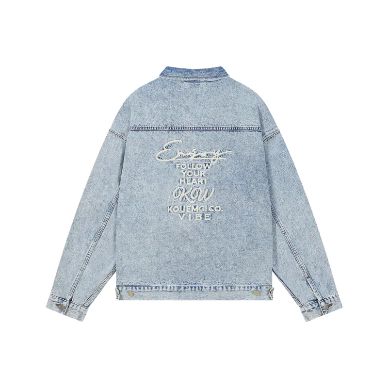 KOUEMGI Denim Jackets Unisex Denim Blue-0
