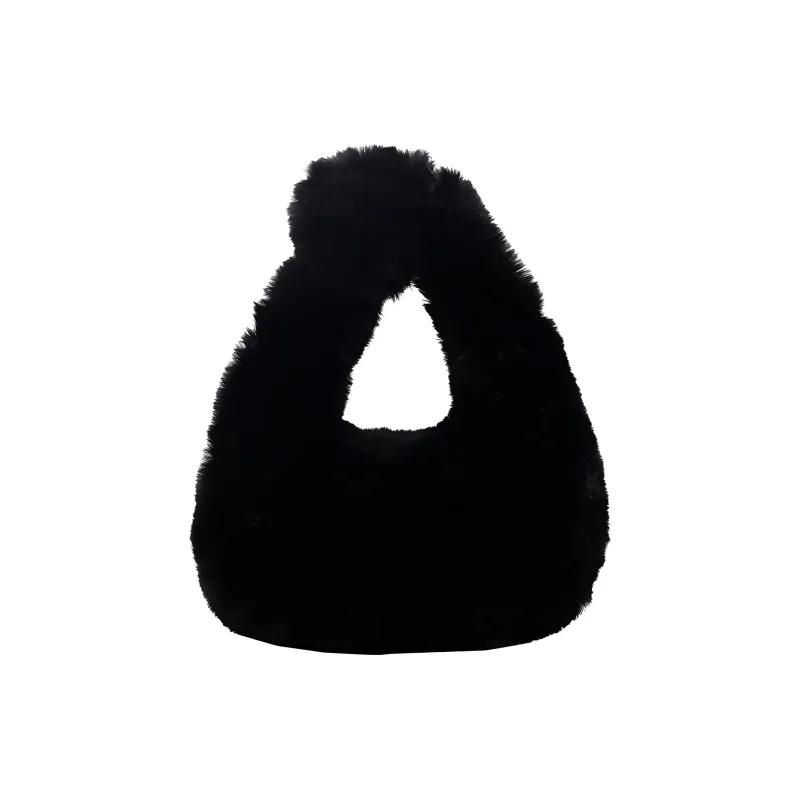 Morellybear Plush Handbag Women's Black/Ecru/Khaki/Coffee-0