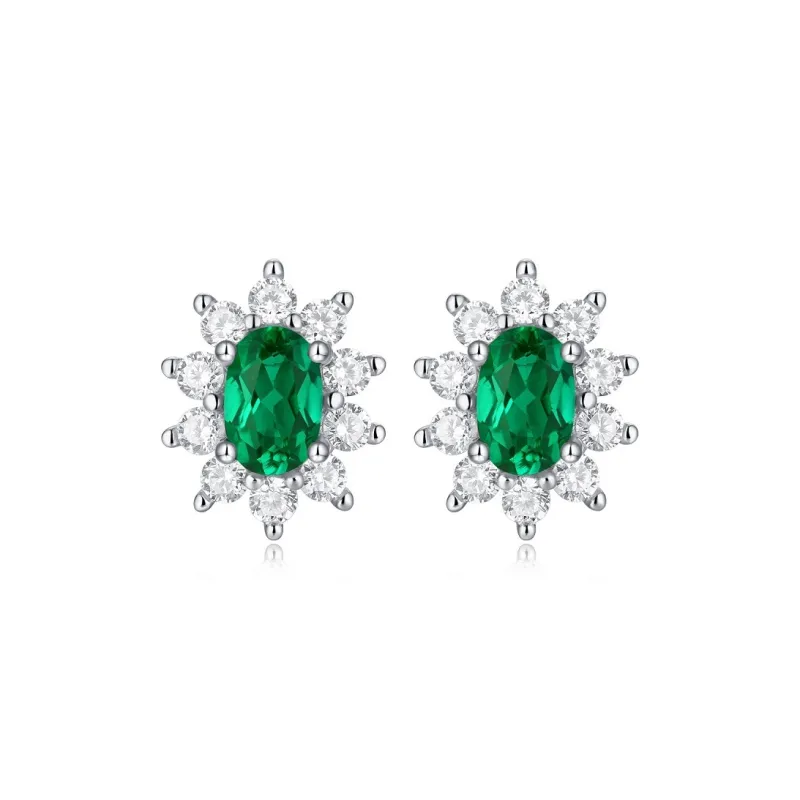 Syrup S925 Silver Artificial Gemstone Stud Earrings Women's-0