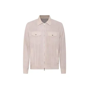 BARBA Zip up Leather Shirt Jacket