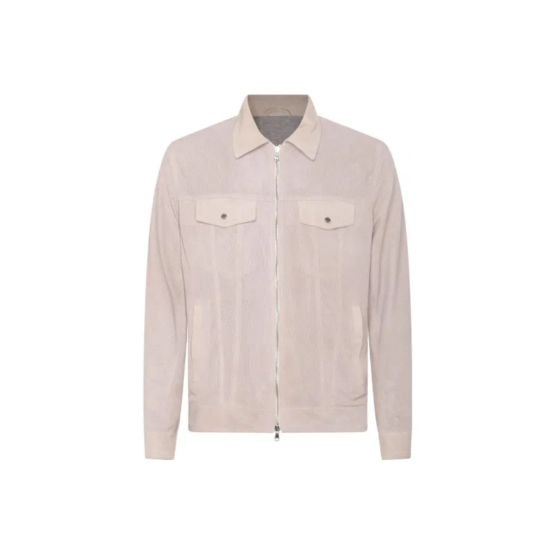 BARBA Zip up Leather Shirt Jacket-0