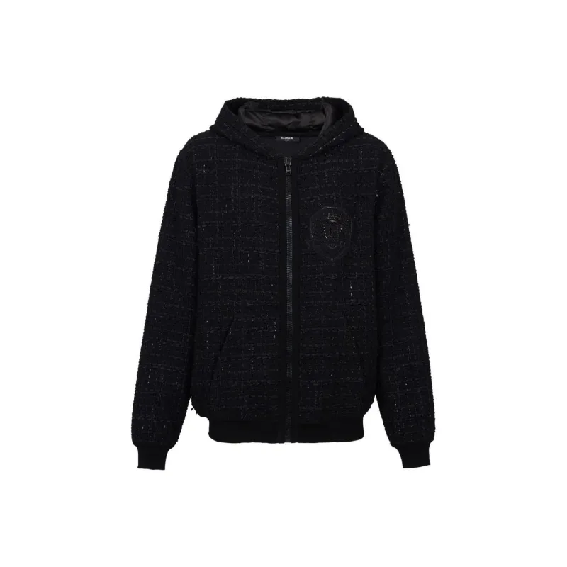 BALMAIN Tweed Hooded Jacket-0