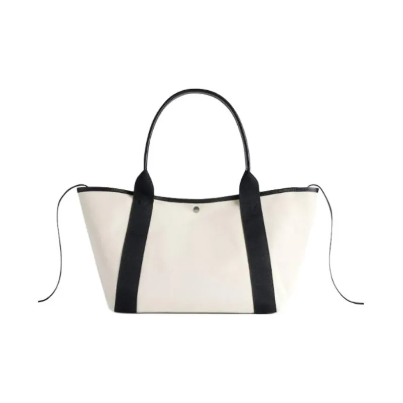 Balenciaga Biarritz Cotton Canvas Tote Bag, Shopping Bag, Handbag Medium Size Women's White-3