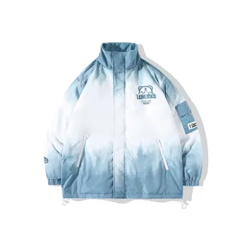 LAMLICKA Cartoon Stand Collar Loose Fit Puffer Jacket Unisex Turquoise