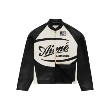AIME LEON DORE Leather Café Racer Jacket