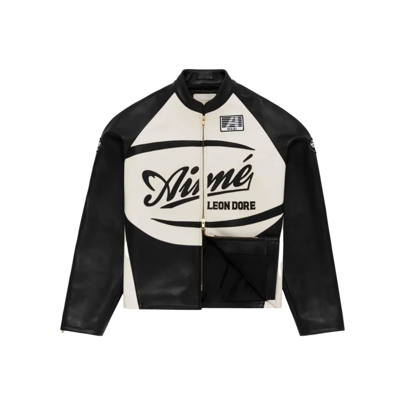 AIME LEON DORE Leather Café Racer Jacket-0
