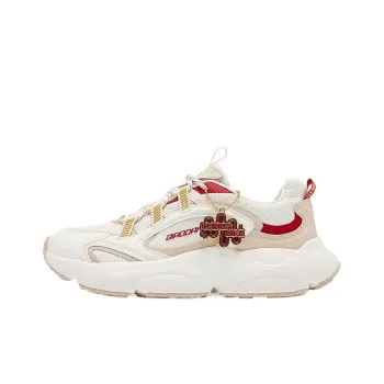 QIAODAN Star Moon Breathable Lightweight Height Increasing Low Top Chunky Sneakers Women's Ivory